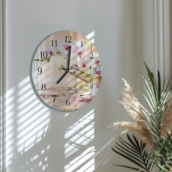 Reloj de pared redondo Orquídea