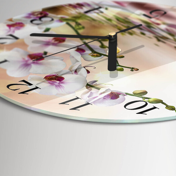Reloj de pared redondo Orquídea