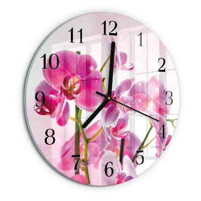 Reloj de pared redondo Orquídea