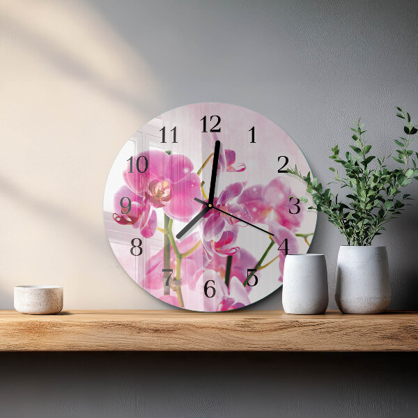 Reloj de pared redondo Orquídea