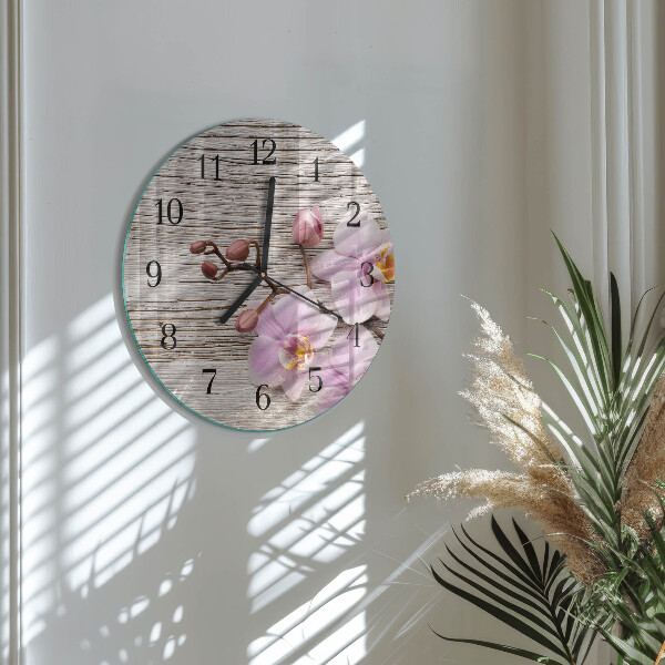 Reloj de pared redondo Orquídea