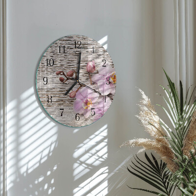 Reloj de pared redondo Orquídea