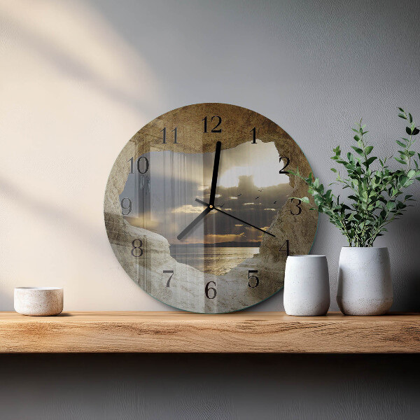 Reloj de pared redondo Corazón en la roca
