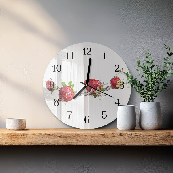 Reloj de pared redondo Fresas en agua