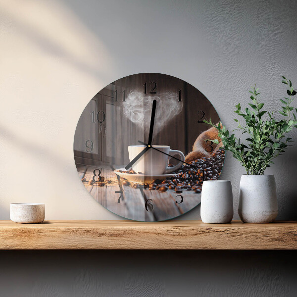 Reloj de pared redondo Amor por el café