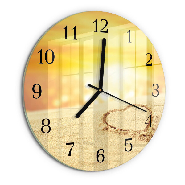 Reloj de pared redondo Corazón en la arena