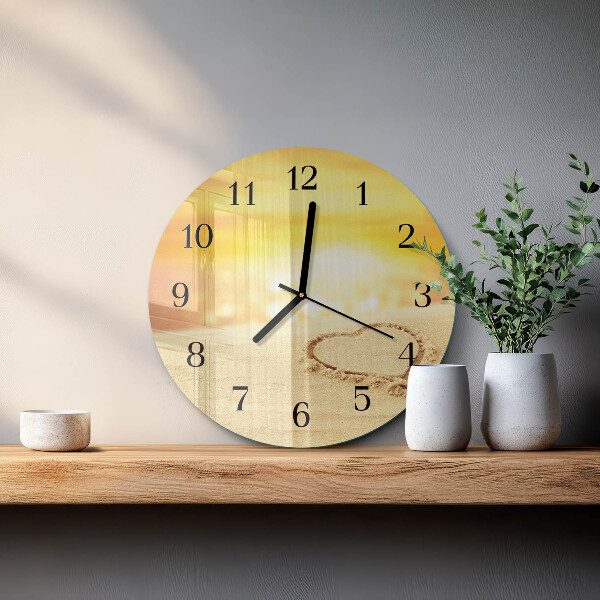 Reloj de pared redondo Corazón en la arena