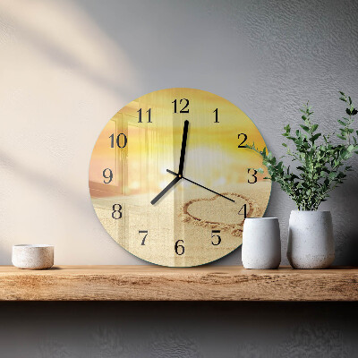 Reloj de pared redondo Corazón en la arena
