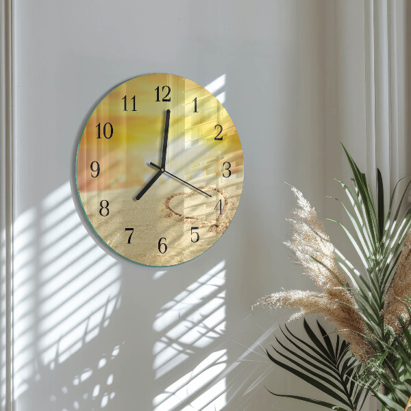 Reloj de pared redondo Corazón en la arena