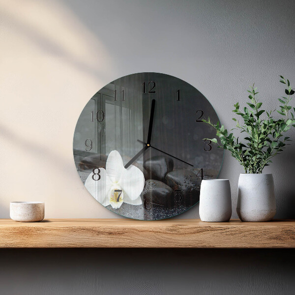 Reloj de pared redondo Flores y piedras