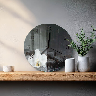 Reloj de pared redondo Flores y piedras