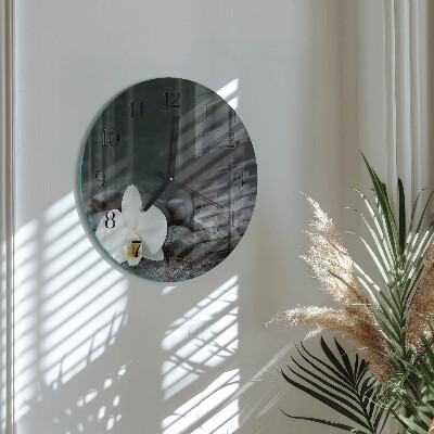 Reloj de pared redondo Flores y piedras