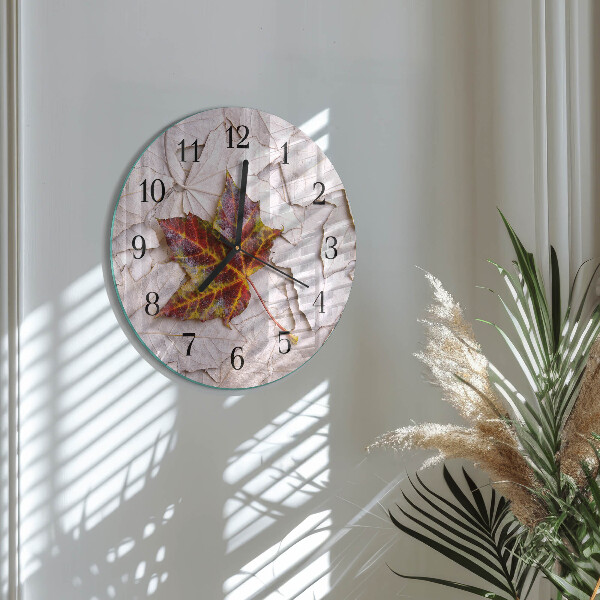 Reloj de pared redondo Hoja de arce