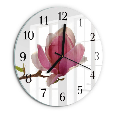 Reloj de pared redondo Flor de magnolia