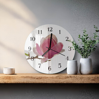 Reloj de pared redondo Flor de magnolia