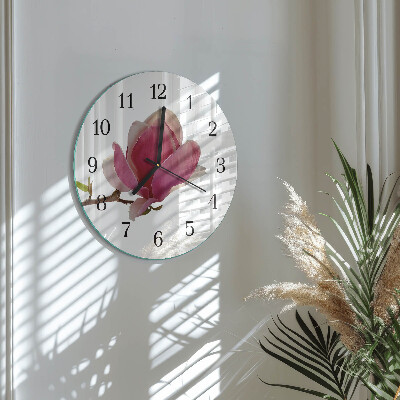 Reloj de pared redondo Flor de magnolia
