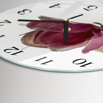 Reloj de pared redondo Flor de magnolia