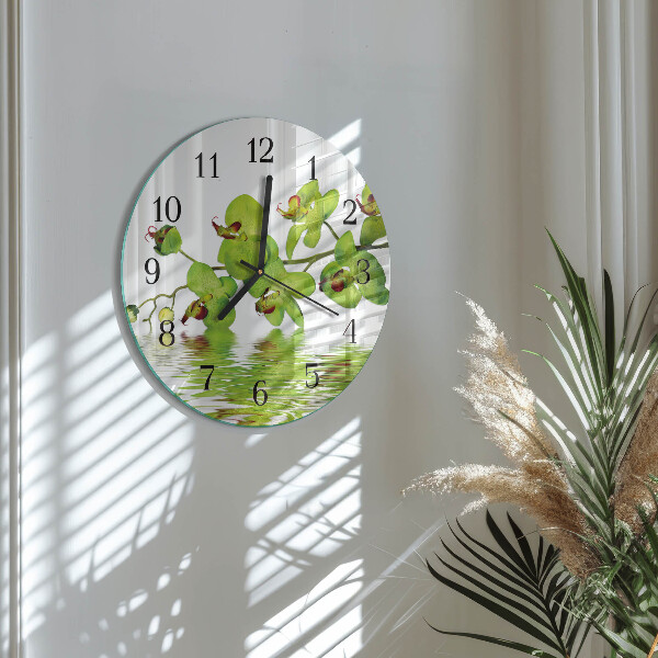 Reloj de pared redondo Orquídea
