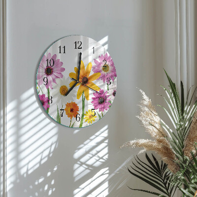 Reloj de pared redondo Flores