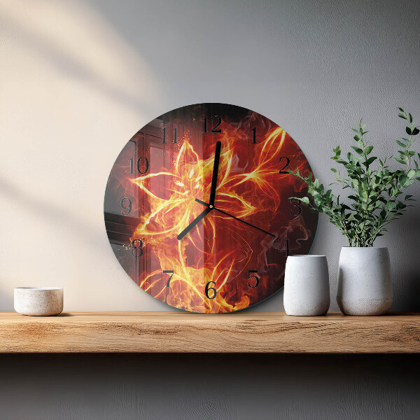 Reloj de pared redondo Flor de fuego