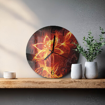 Reloj de pared redondo Flor de fuego