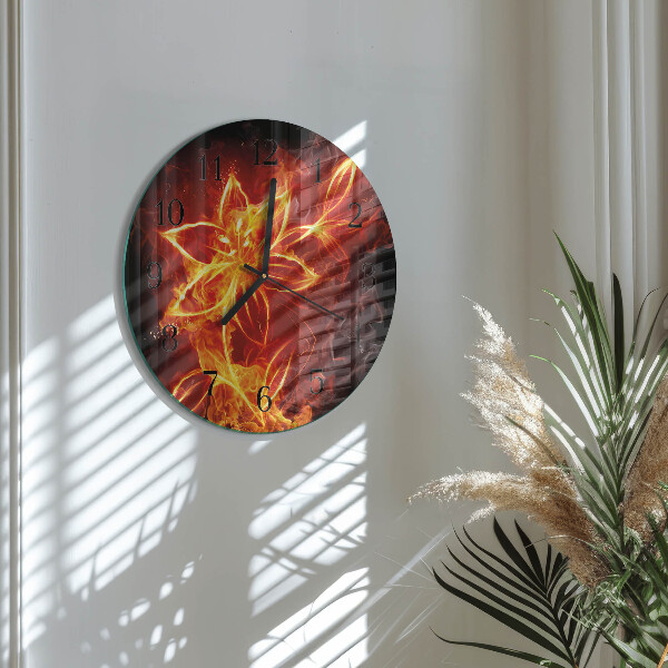 Reloj de pared redondo Flor de fuego
