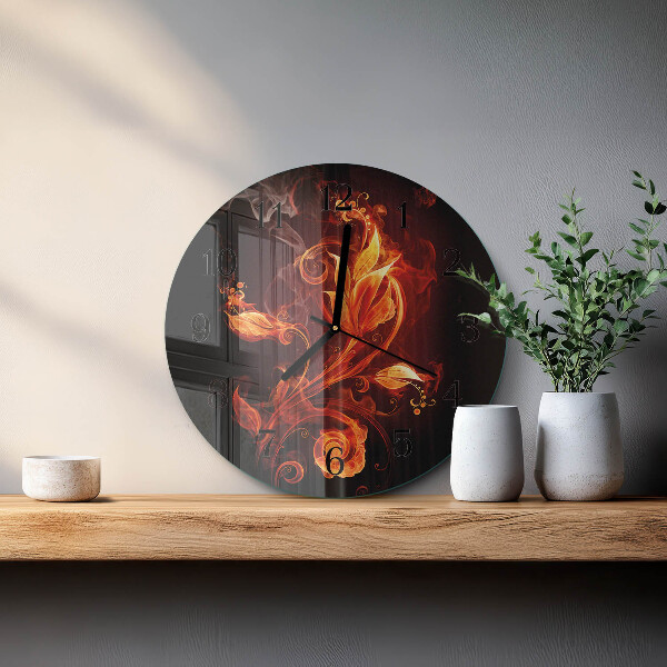 Reloj de pared redondo Flor de fuego