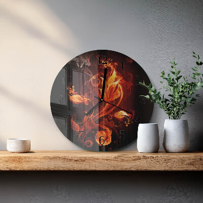 Reloj de pared redondo Flor de fuego