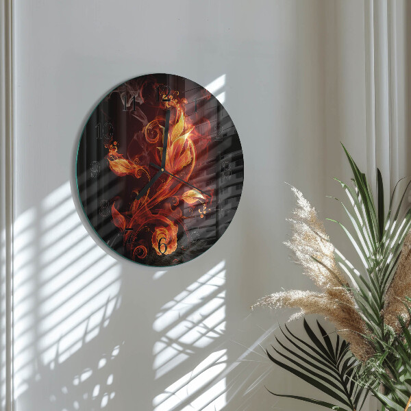 Reloj de pared redondo Flor de fuego