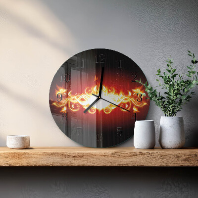 Reloj de pared redondo Flor de fuego