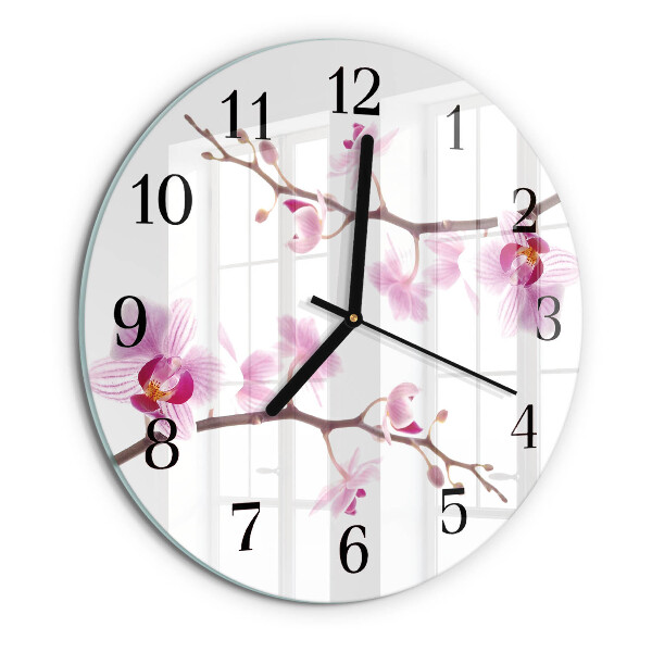 Reloj de pared redondo Orquídea