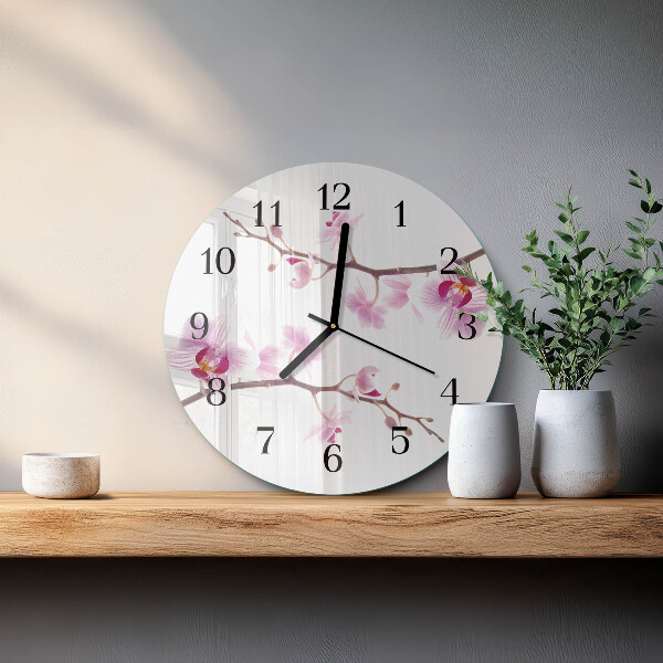 Reloj de pared redondo Orquídea