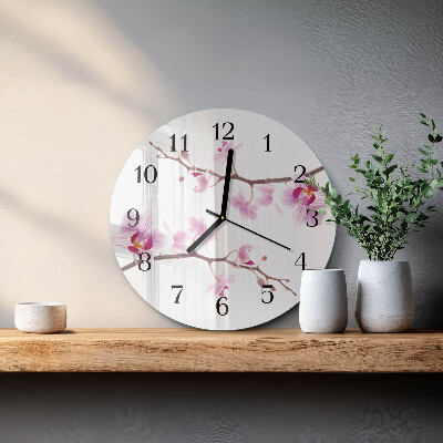 Reloj de pared redondo Orquídea