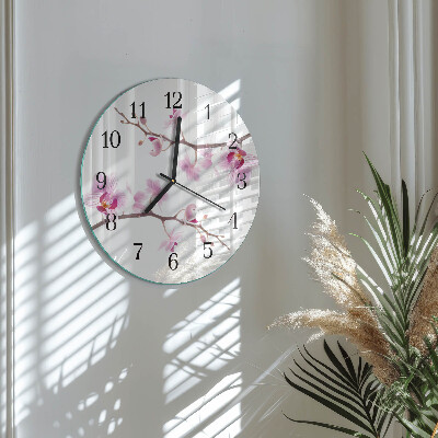 Reloj de pared redondo Orquídea