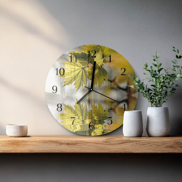 Reloj de pared redondo Hoja de arce