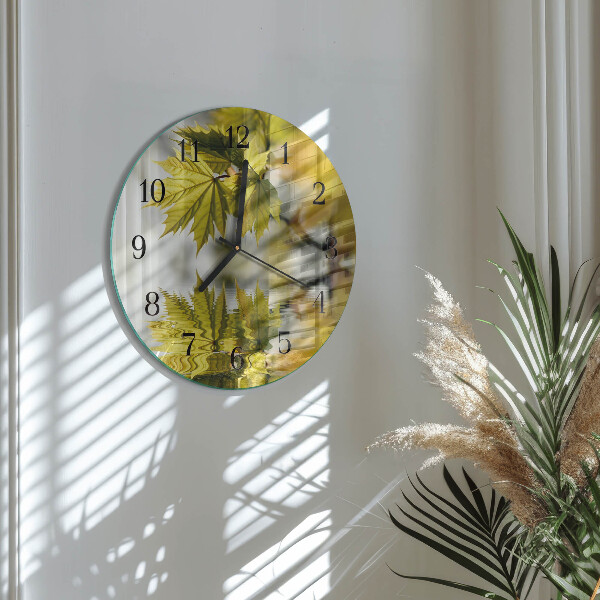 Reloj de pared redondo Hoja de arce