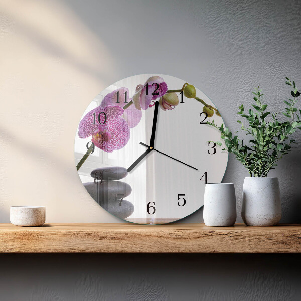 Reloj de pared redondo Orquídea