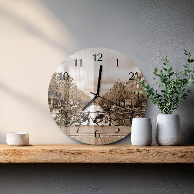Reloj de pared redondo Ámsterdam Sepia