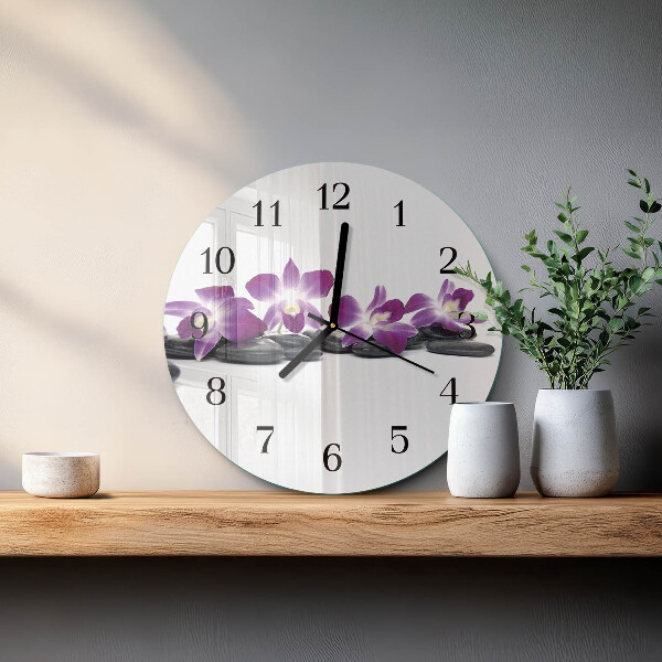 Reloj de pared redondo Orquídea