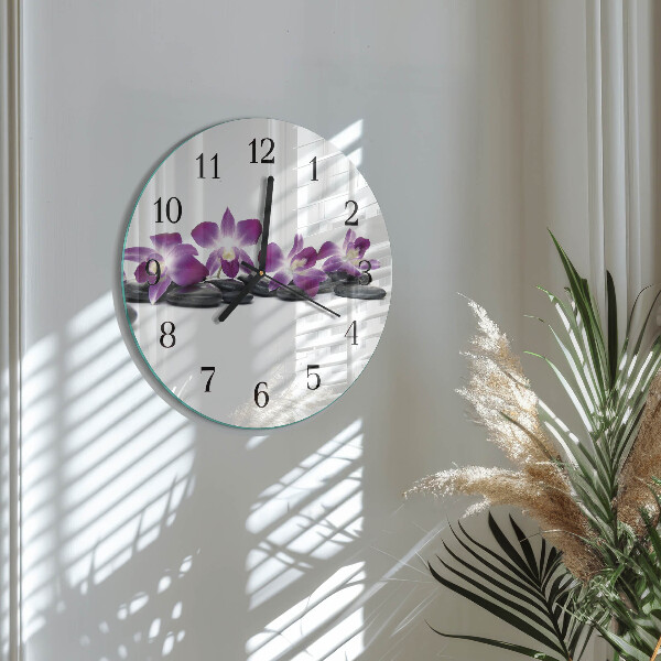 Reloj de pared redondo Orquídea