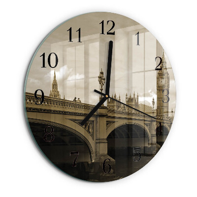 Reloj de pared redondo Puente Sepia