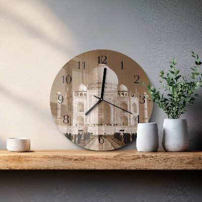 Reloj de pared redondo Taj Mahal Sepia