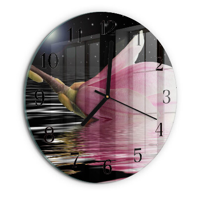 Reloj de pared redondo Flor de magnolia