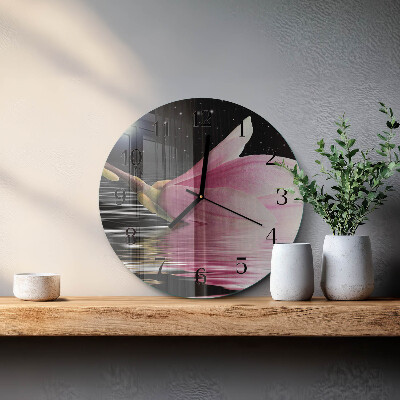 Reloj de pared redondo Flor de magnolia