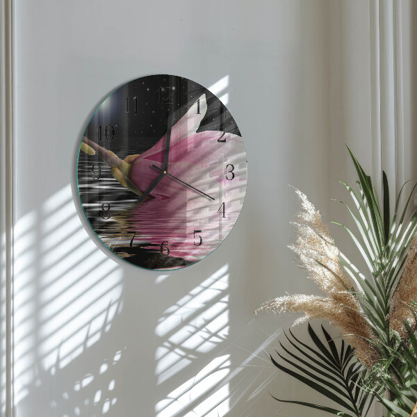 Reloj de pared redondo Flor de magnolia