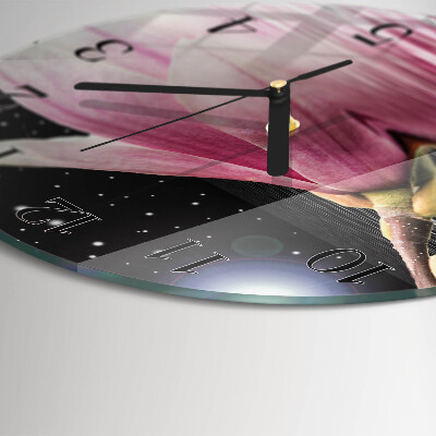 Reloj de pared redondo Flor de magnolia