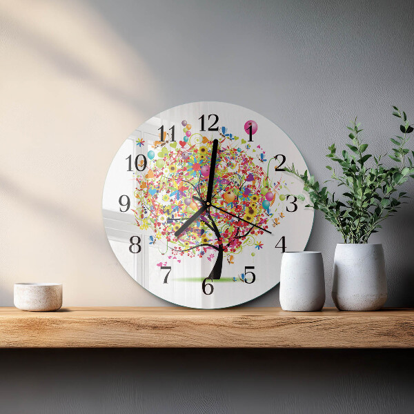 Reloj de pared redondo Árbol colorido