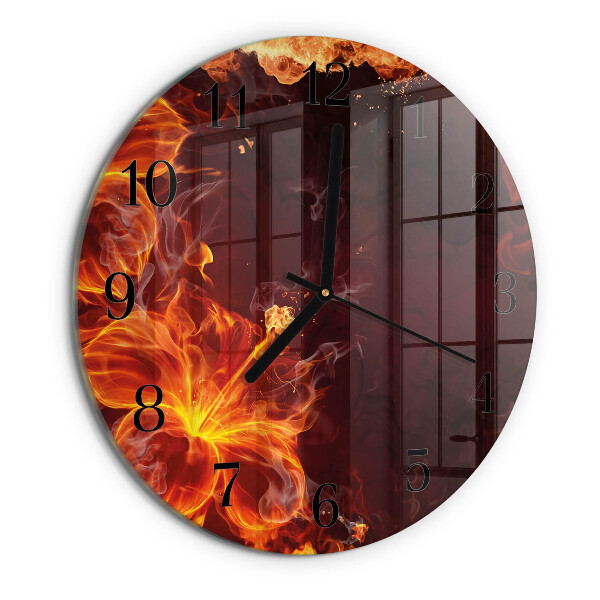 Reloj de pared redondo Flores de fuego