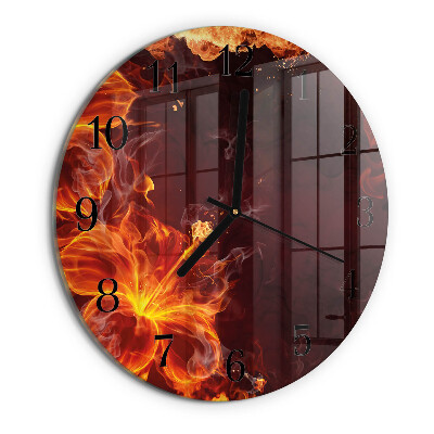 Reloj de pared redondo Flores de fuego