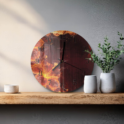 Reloj de pared redondo Flores de fuego